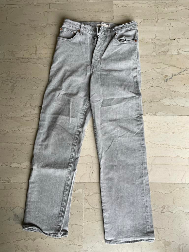 Levi's Ribcage Straight Jeans - Maat 29 - Grijs, Ophalen of Verzenden, Zo goed als nieuw, Grijs, W30 - W32 (confectie 38/40)