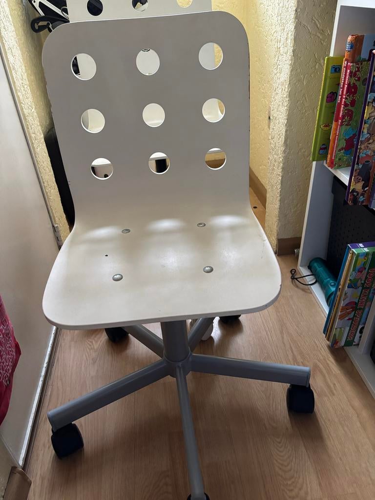 2x Kinderbureaustoel IKEA JULES - Verstelbaar & op Wielen, Ophalen, Gebruikt, Wit, Bureaustoel