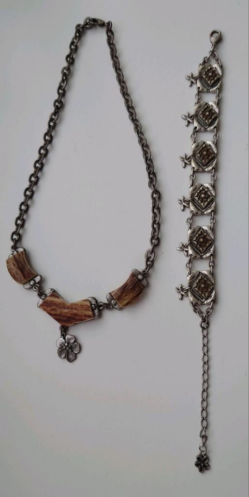 Trachten ketting  én trachten armband voor Oktoberfeest, Ophalen of Verzenden, Bruin, Overige materialen