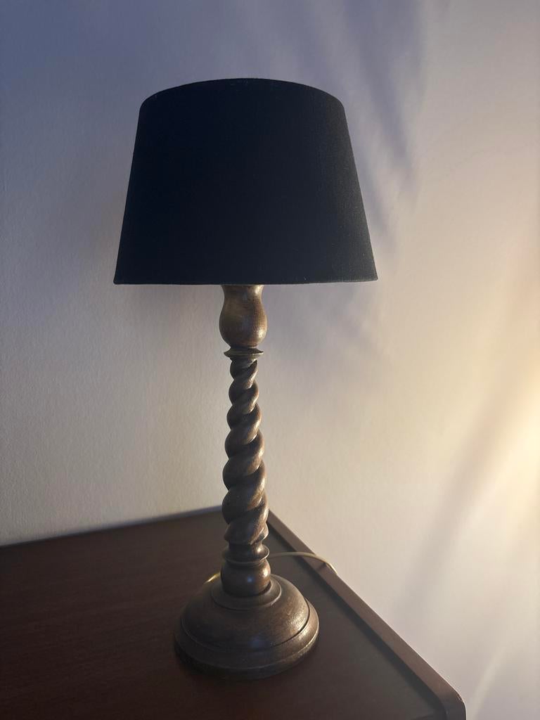 Vintage tafellamp gedraaide voet, Ophalen of Verzenden, Minder dan 50 cm