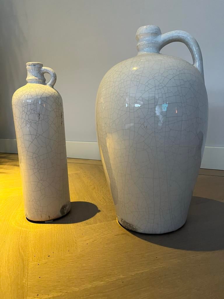 Witte keramieken vaas/kruik Brynxz, Ophalen, Gebruikt, Wit, Aardewerk of Porselein