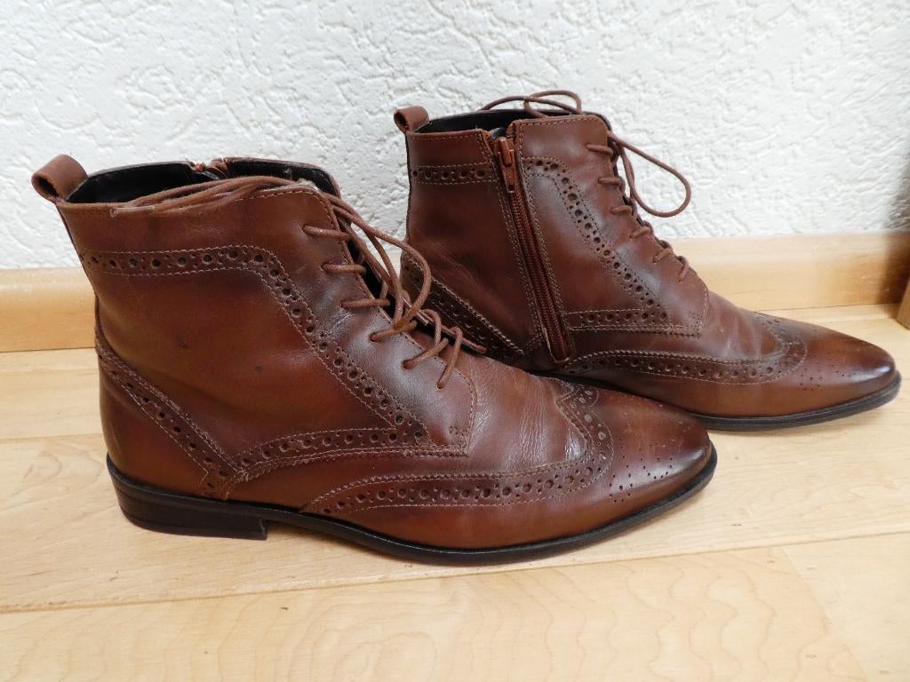 Lorenzo Lucas enkel veterlaarzen brogues maat 42 bruin leer, Bruin, Verzenden, Boots, Lorenzo Lucas