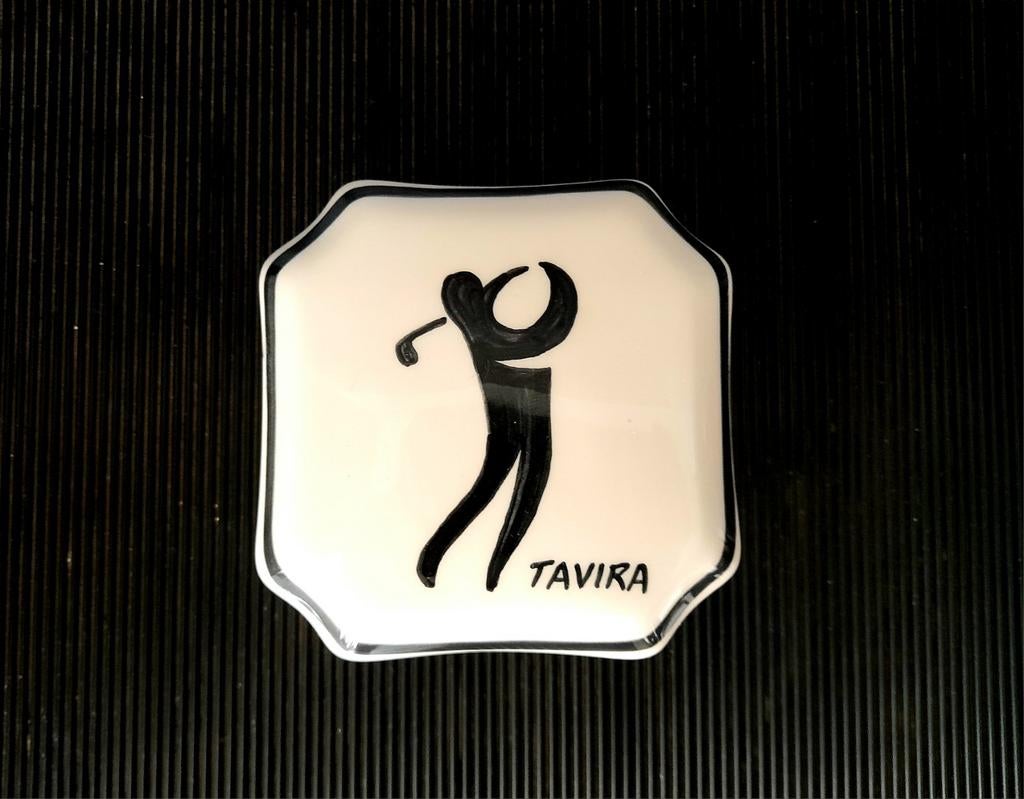 Nieuwe handgeschilderde pot met deksel met afbeelding golfer, Ophalen of Verzenden, Nieuw, Overige typen