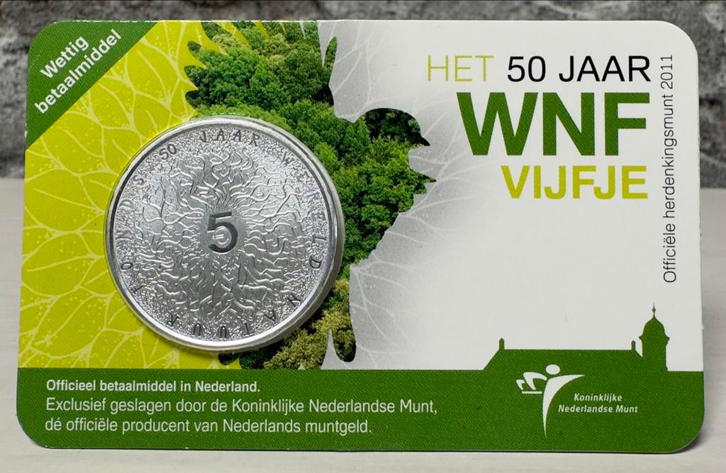 WNF Vijfje 2011 UNC Coincard, Postzegels en Munten, Munten | Nederland, Ophalen of Verzenden, Koningin Beatrix, Euro's, Losse munt