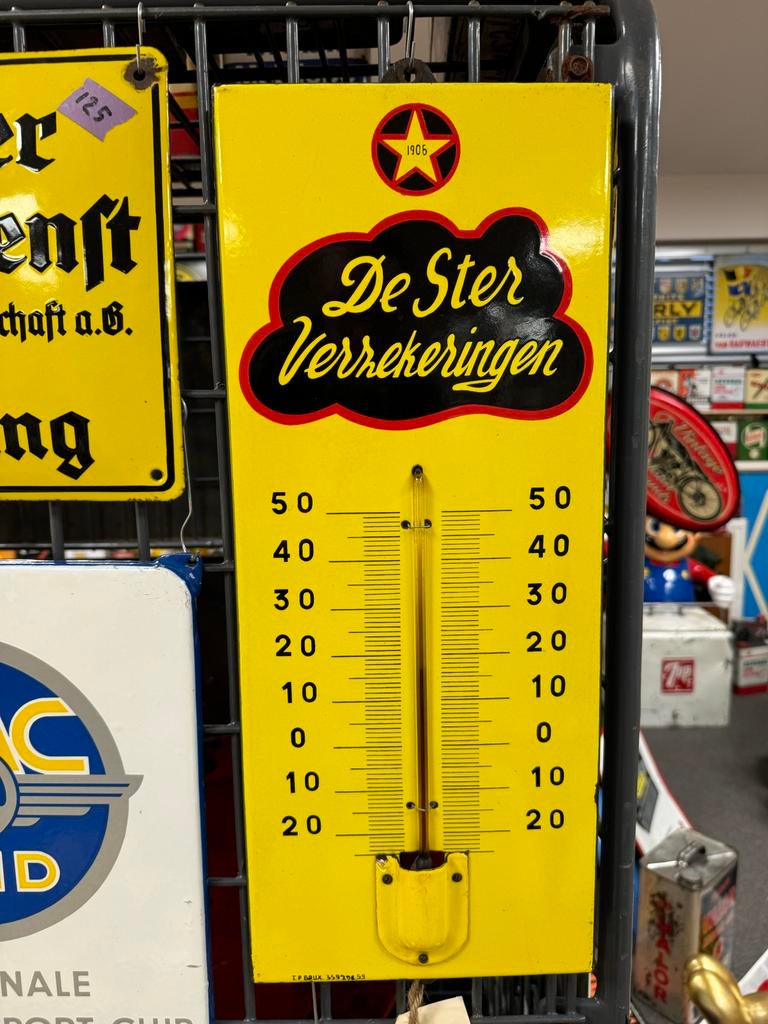 Oude De Ster Verzekeringen Thermometer Emaille Reclamebord, Antiek en Kunst, Antiek | Emaille, Ophalen of Verzenden