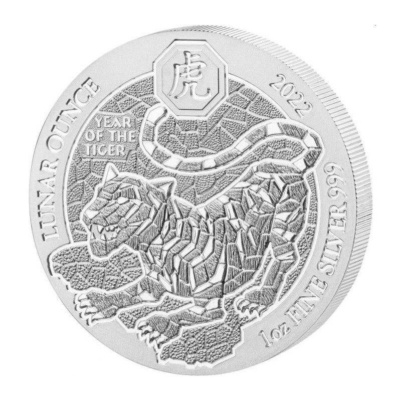 Zilveren munt Rwanda / Ruanda Lunar Tiger 1 oz 2022 (folie), Postzegels en Munten, Munten | Oceanië, Ophalen of Verzenden, Zilver