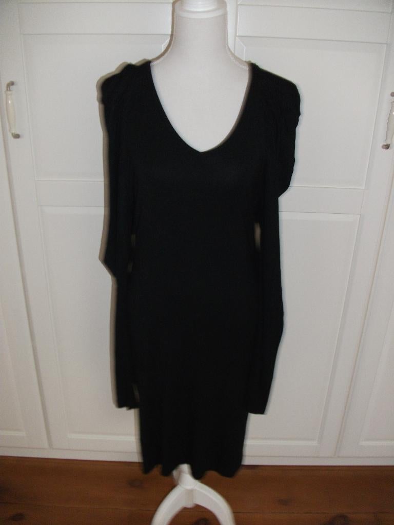 Supertrash zwarte jersey lange pofmouwen midi jurk, maat L, Supertrash, Zwart, Maat 42/44 (L), Ophalen of Verzenden