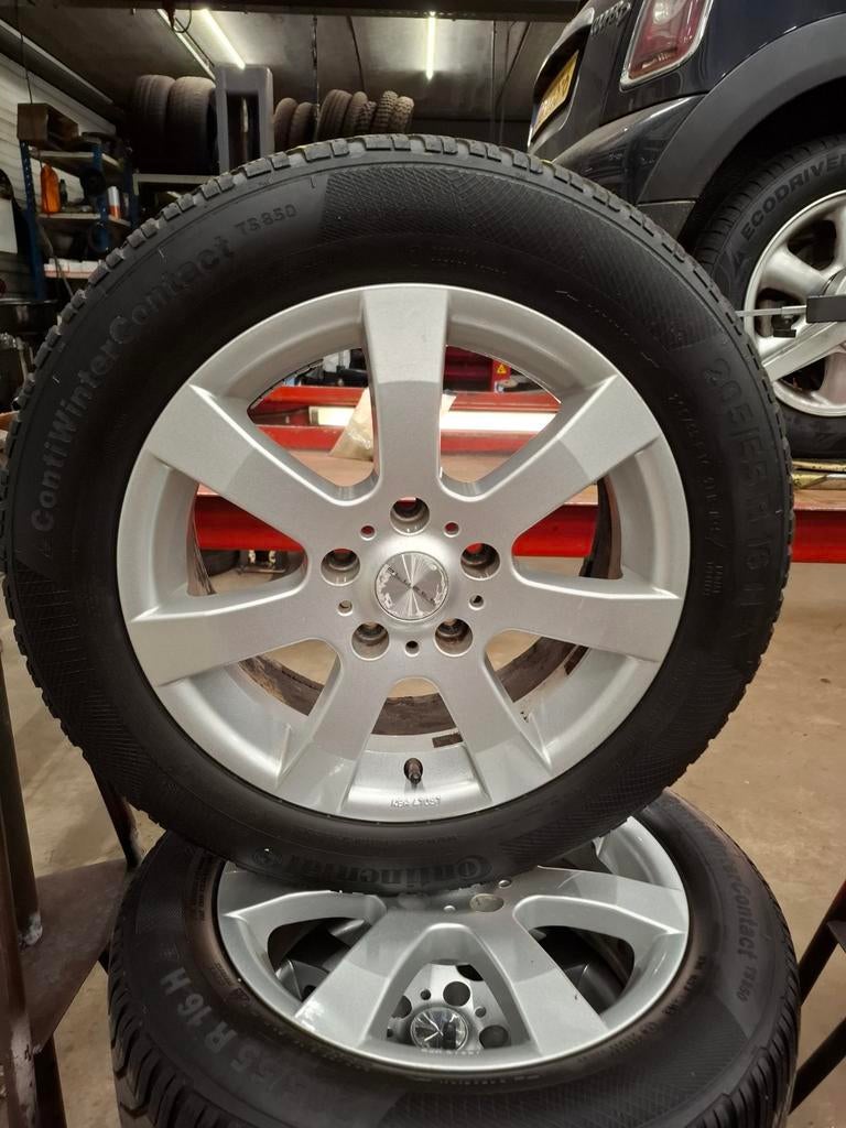 Allu Renault Megane velgen met goede Continental winterbande, Auto-onderdelen, Banden en Velgen, Velg(en), 16 inch, 205 mm, Winterbanden