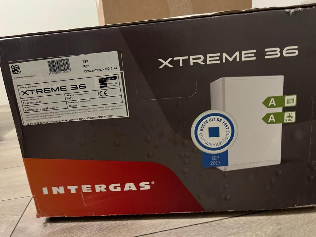 Intergas Xtreme 36 CW5 + KAS10 aansluitset, Aardgas, Nieuw, Minder dan 3 jaar oud, Minder dan 20 liter