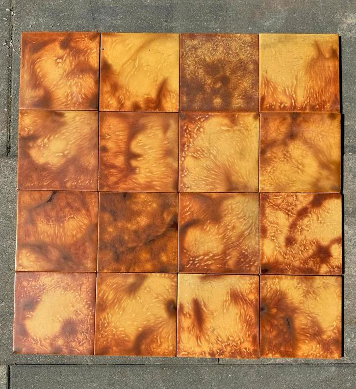 Karamel gevlamde wandtegels 1930, Gebruikt, Minder dan 20 cm, Minder dan 5 m², Wandtegels