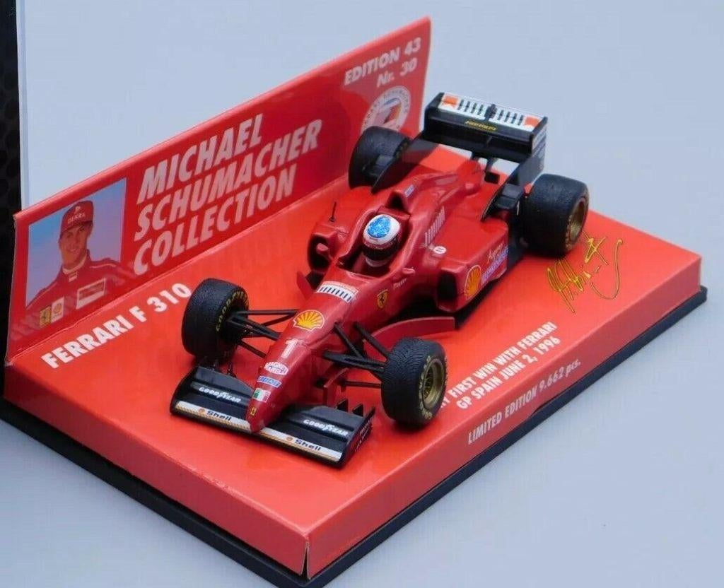 Ferrari F310 GP Spain Winner M Schumacher Minichamps 1/43, Ophalen of Verzenden, Zo goed als nieuw, Auto, MiniChamps