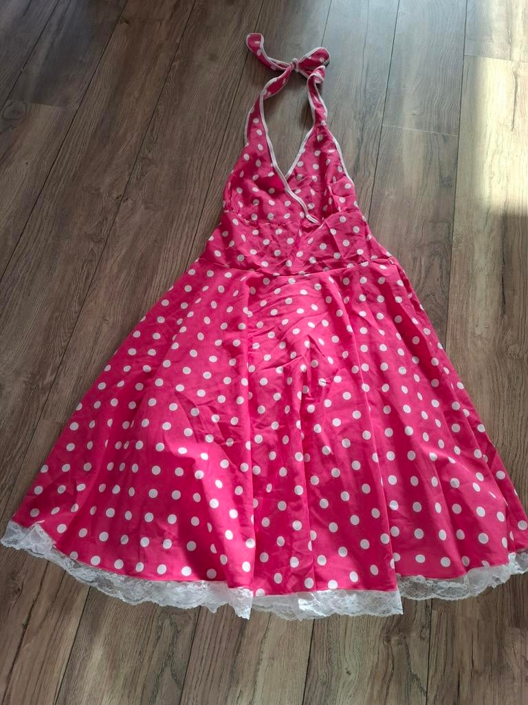 Jurk carnaval of themafeestje roze met stippen, Kleding | Dames, Carnavalskleding en Feestkleding, Ophalen of Verzenden, Zo goed als nieuw