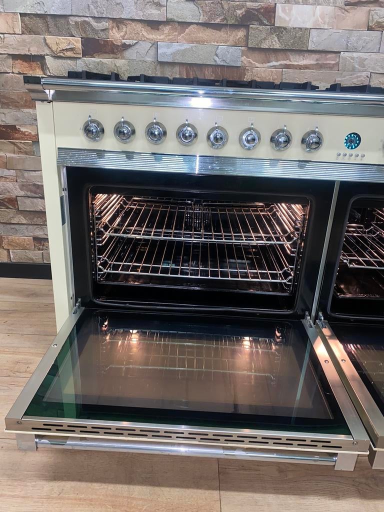 Luxe Solitaire Ascot Fornuis creme 8 pits 2 ovens 120 cm, Witgoed en Apparatuur, Gebruikt, 60 cm of meer, Ophalen of Verzenden