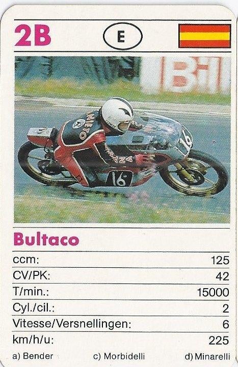 Kw1833-- 2b motorkaartje bultaco, Ophalen of Verzenden, Zo goed als nieuw, Motoren