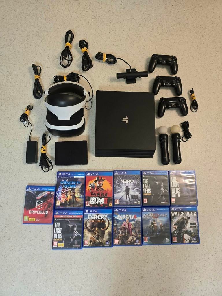 PlayStation 4 Pro met VR en Games, Spelcomputers en Games, Spelcomputers | Sony PlayStation 4, Ophalen, 1 TB, Pro, Met 3 controllers of meer
