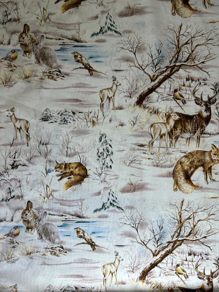 Quilt/USA designer katoen kerst/sneeuwdieren, 120 cm of meer, Beige, Ophalen of Verzenden, Katoen