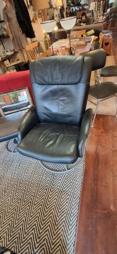 Vintage IKEA Draai Fauteuil met Hocker, Huis en Inrichting, Fauteuils, Ophalen, Gebruikt, Vintage, 75 tot 100 cm