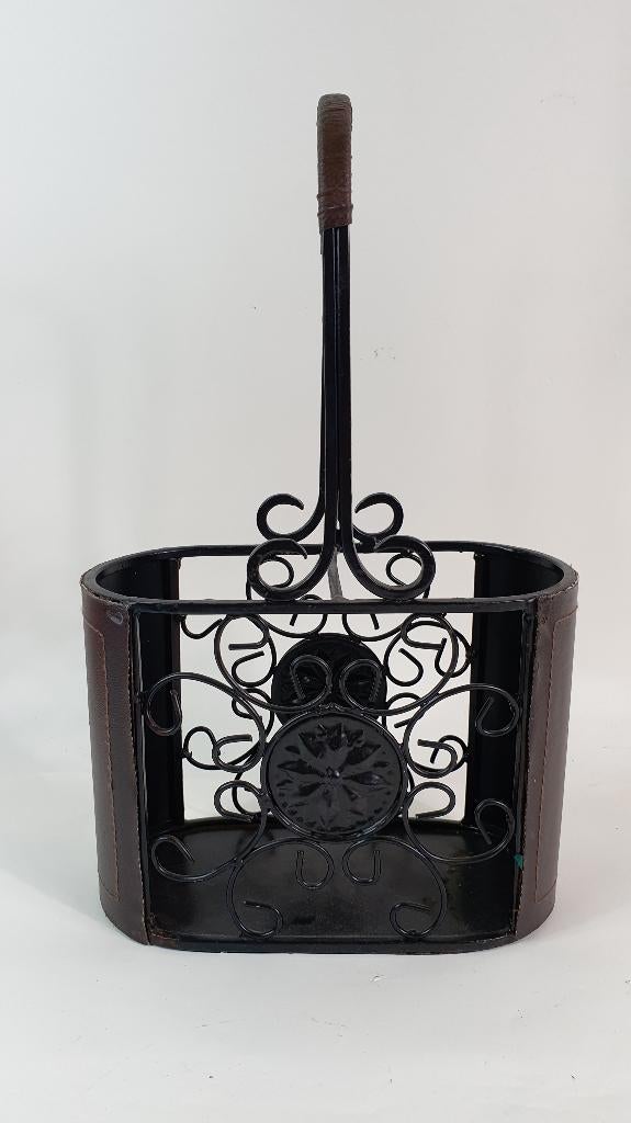Brocante wijnrek, koffer, draagrek voor 2 flessen. 4C7, Tweedehands verkoop, Tweedehands verkoop, Gebruikt, Ophalen of Verzenden