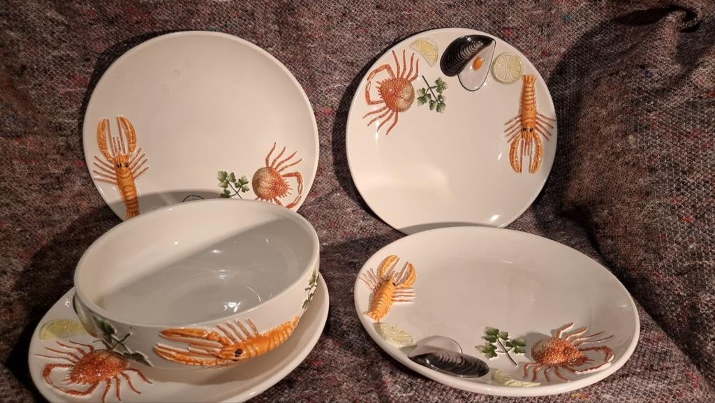 Gassano italy bord vis bord schaal zeevruchten vintage, Antiek en Kunst, Ophalen of Verzenden
