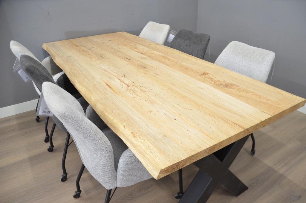 Industriële eiken tafel 230 cm – eiken tafel, Vijf personen of meer, Eikenhout, Rechthoekig, Nieuw