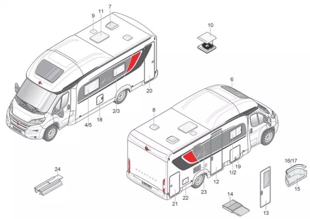 Camper schades of reserve onderdelen XGO- of Rimor campers, 24-uursservice, Motor