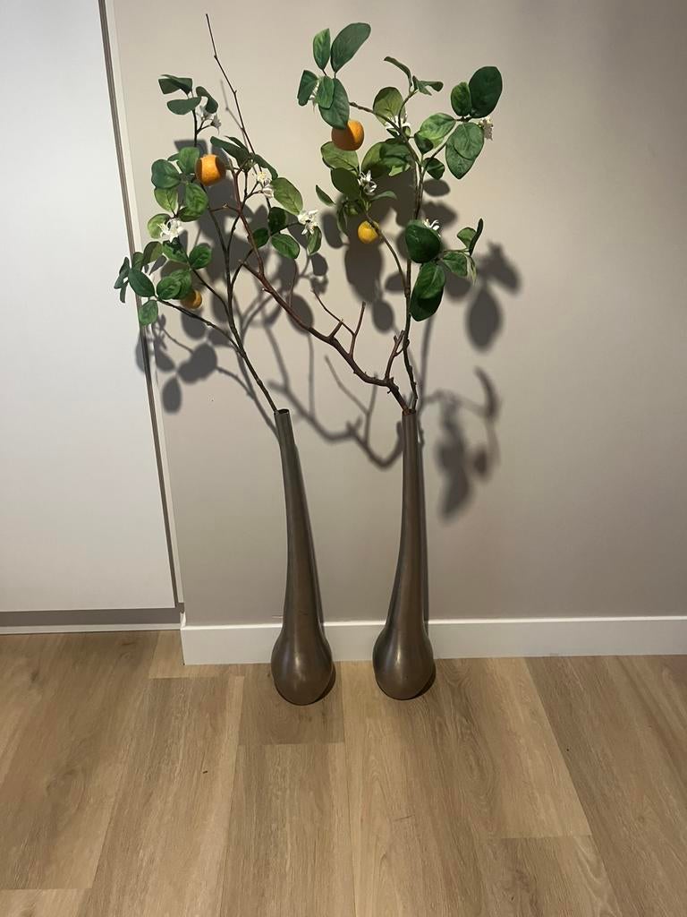2 decoratie vazen met kunsttakken, Ophalen, Overige kleuren, Minder dan 50 cm, Glas