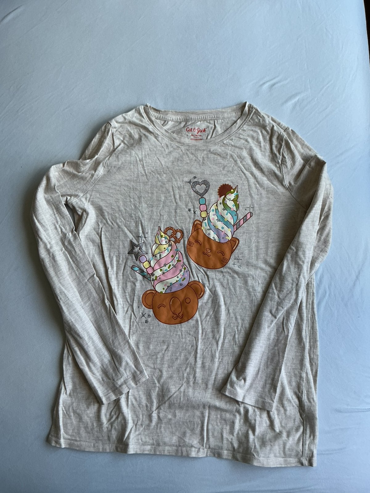 Longsleeve met feest beertjes, Kinderen en Baby's, Kinderkleding | Maat 164, Zo goed als nieuw, Meisje, Shirt of Longsleeve, Ophalen