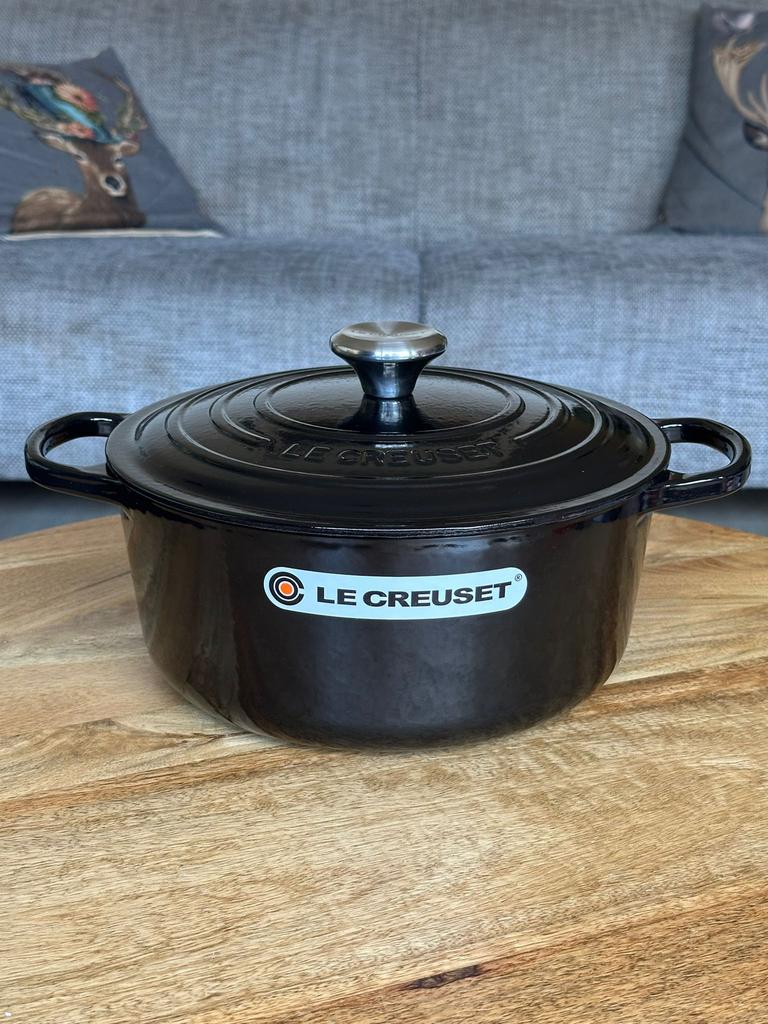 Le Creuset gietijzeren braadpan 26 cm – Zwart Glans, Ophalen of Verzenden, Gebruikt, Gietijzer, Koekenpan of Braadpan