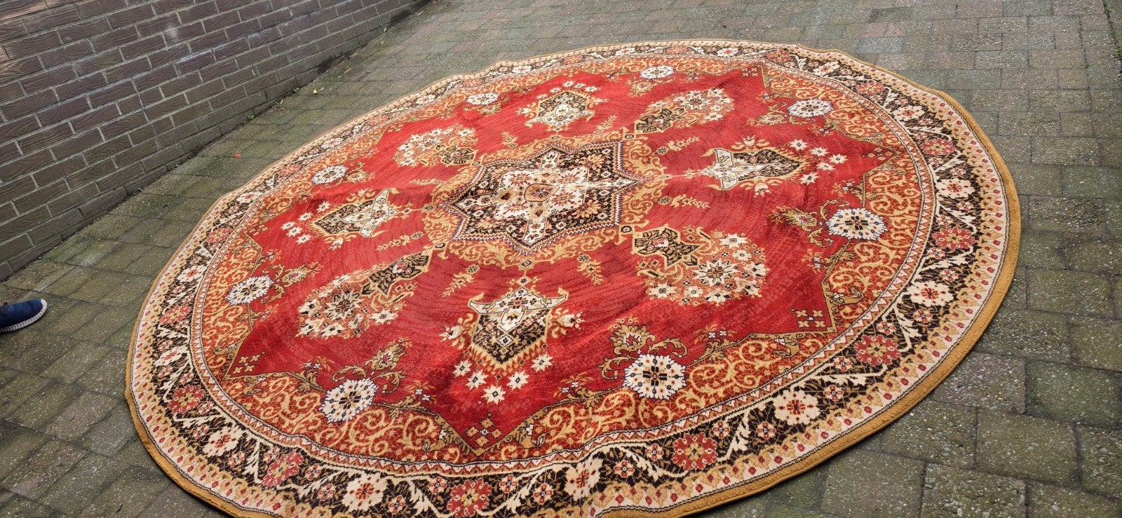 prachtig groot vintage Perzisch wollen tapijt rond 250cm, Perzisch, Rond, 200 cm of meer, Ophalen of Verzenden