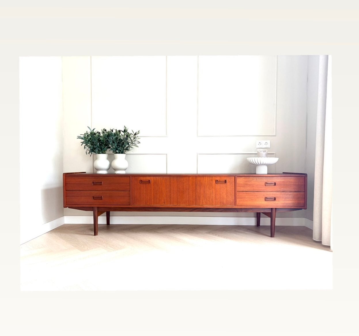 🤎 XL Vintage dressoir lowboard kast teak Topform jaren ‘60, Ophalen, 25 tot 50 cm