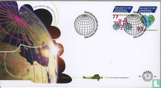 FDC E581 Binnen / buiten Europa priorty 2009 NL onbeschreven, Postzegels en Munten, Postzegels | Eerstedagenveloppen, Ophalen of Verzenden