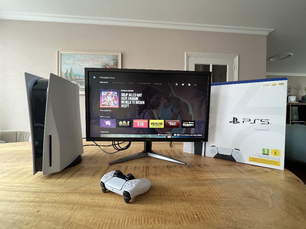 PlayStation 5 Disc Editie + 4K 1ms 28 Gaming Monitor bundle, Spelcomputers en Games, Ophalen, Zo goed als nieuw, Playstation 5