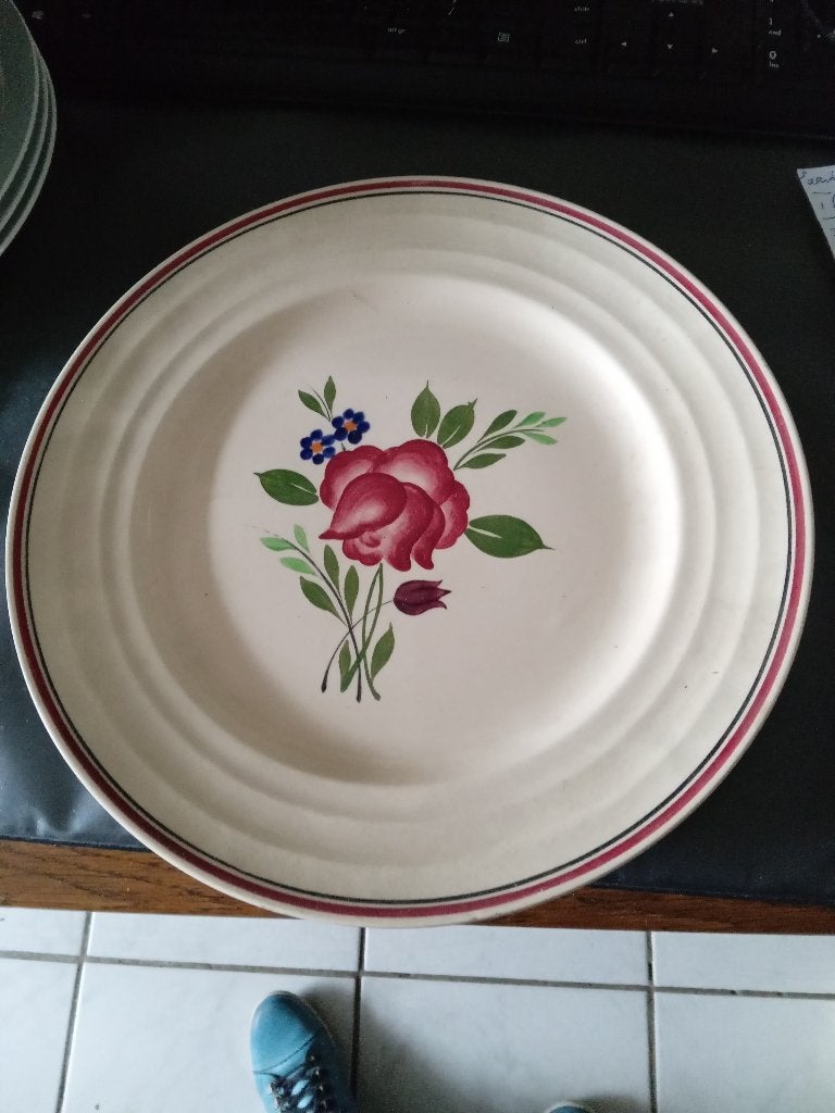 3 aardewerk borden oude Boch handgeschilderd roos, Antiek en Kunst, Antiek | Servies los, Ophalen of Verzenden