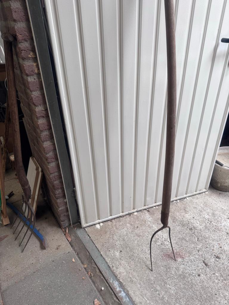 Vintage hooivork met houten steel, Tuin en Terras, Hand-tuingereedschap, Ophalen of Verzenden, Gebruikt, Vork