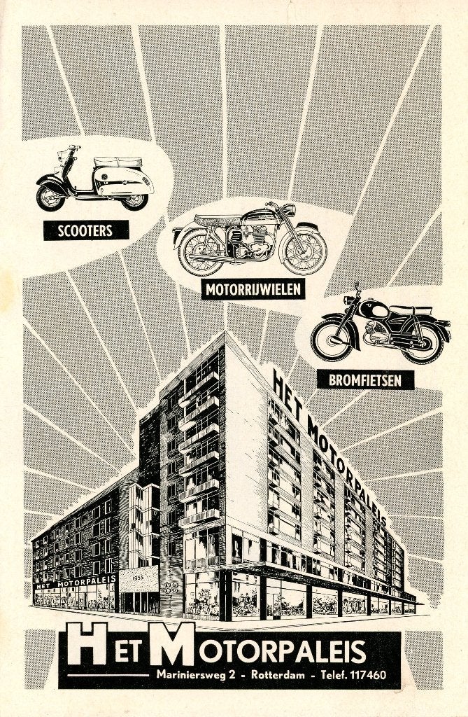 1961 Het Motorpaleis Rotterdam Folder, Ophalen of Verzenden, Gelezen, Algemeen
