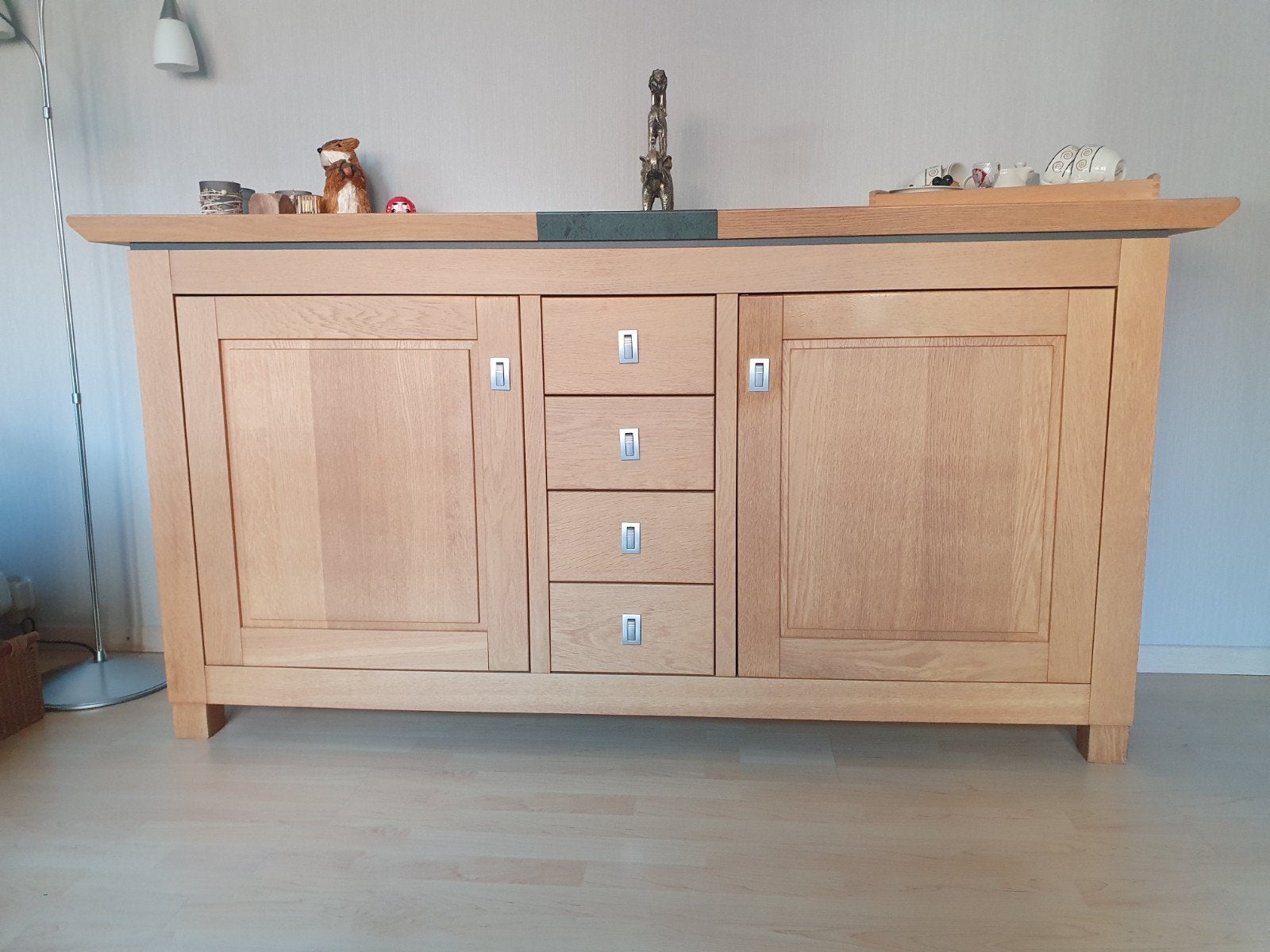 Eikenhouten dressoir met lades en deuren, Huis en Inrichting, Ophalen, Gebruikt, Met lade(s), 150 tot 200 cm