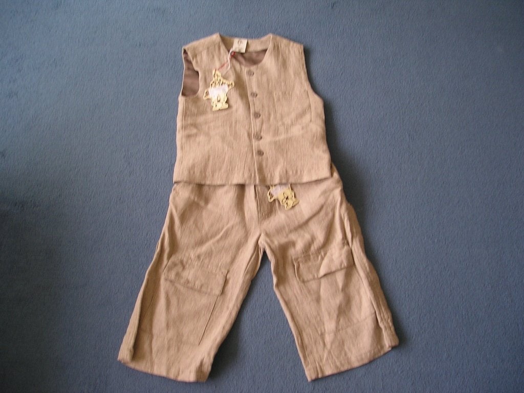 NIEUW - 2 delige beige linnen set Schoeffies maat 116, Kinderen en Baby's, Ophalen, Meisje, Nieuw, Setje