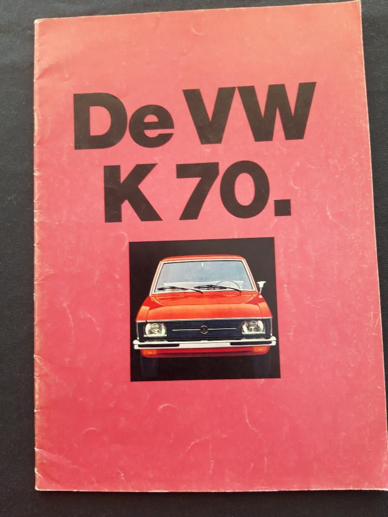 folder Volkswagen K70 modeljaar 1972 - Nederlands, Ophalen of Verzenden, Zo goed als nieuw, Volkswagen