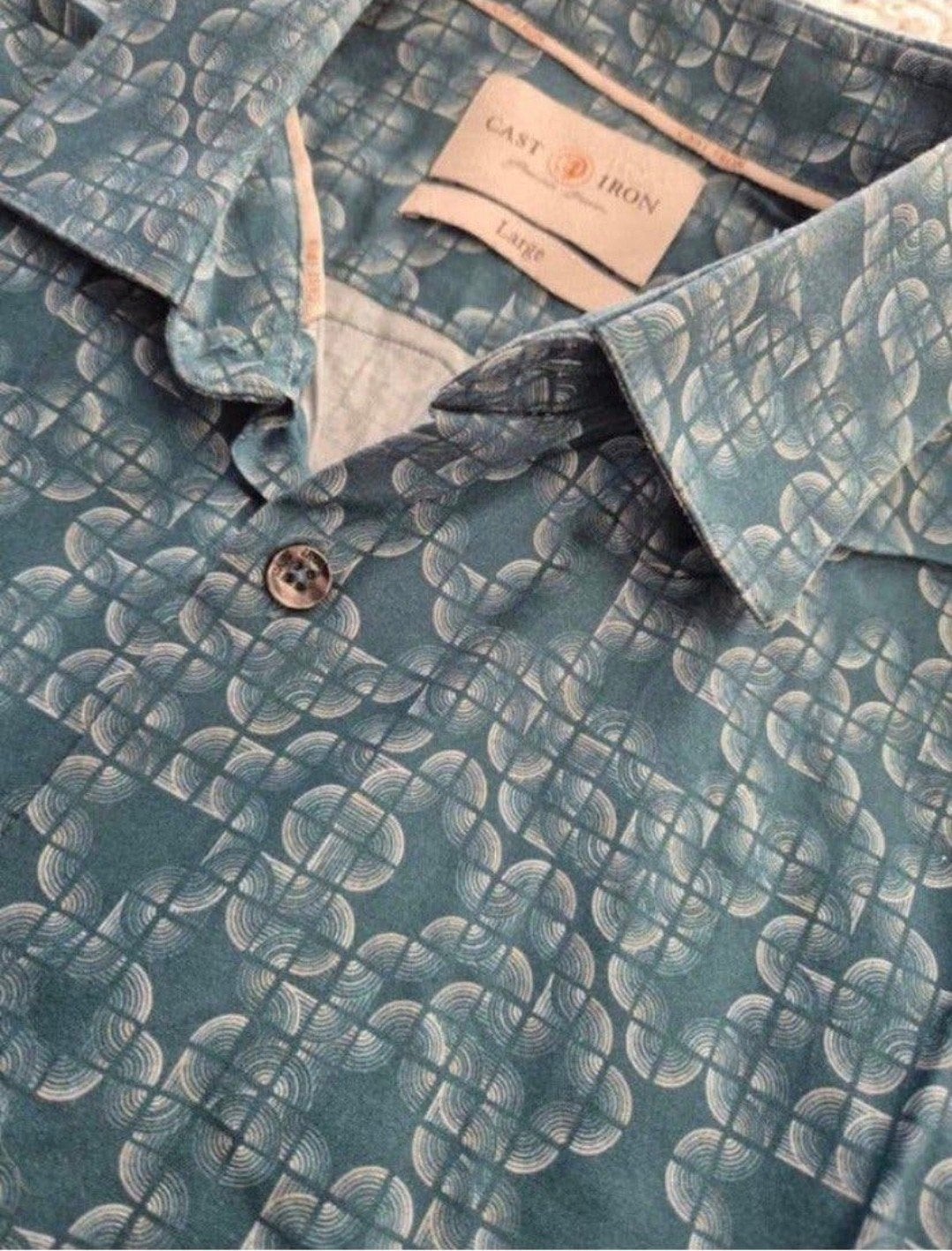 Cast Iron blouse overhemd Petrol Prints Maat L, Blauw, ., Ophalen of Verzenden, Zo goed als nieuw