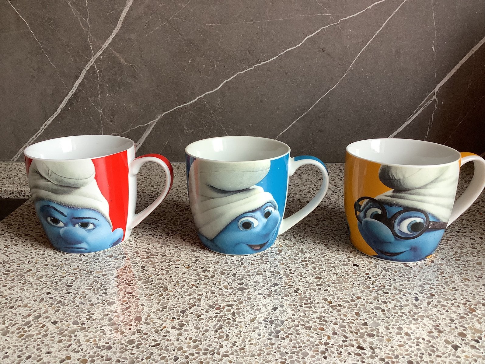 3x smurfen mokken, Huis en Inrichting, Gebruikt, Ophalen of Verzenden, Overige stijlen, Kop(pen) en/of Schotel(s)