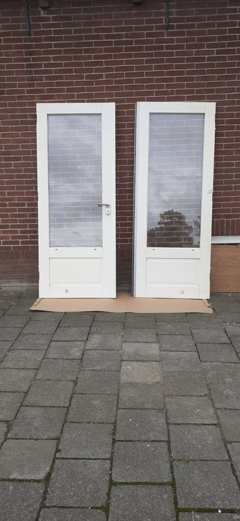 Tuindeuren, openslaande deuren, dubbele deur, Gebruikt, 120 cm of meer, Ophalen of Verzenden, Buitendeur