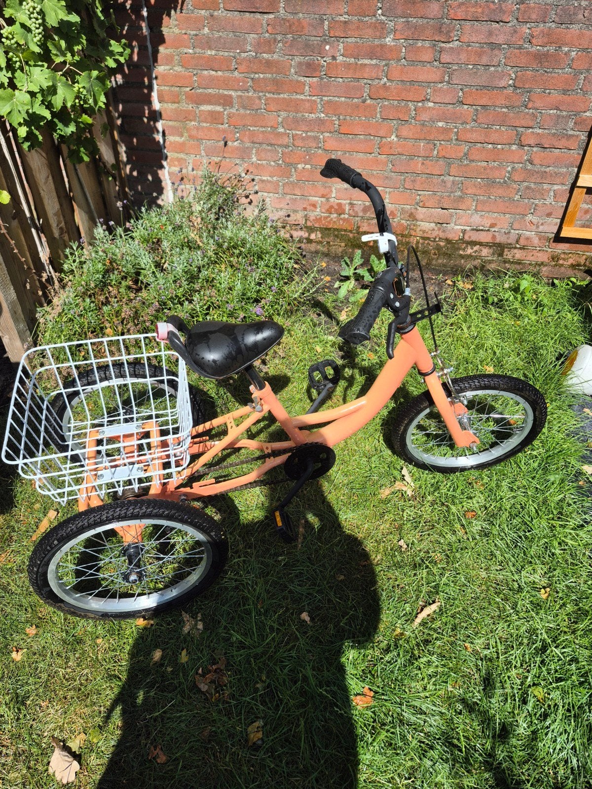 Kinderfiets 3 wieler - Oranje driewieler 16 inch, Ophalen, Gebruikt, Velgrem