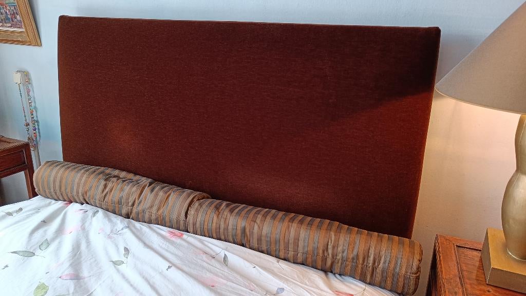 Donghia luxe design bed electrisch + hoofdbord (2pers), Ophalen, Modern design, Bruin, 210 cm