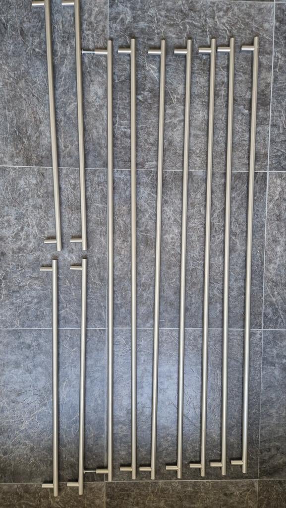 Set van 12 RVS deurgrepen 90 cm lang!, Ophalen, Rvs, Klink of Kruk