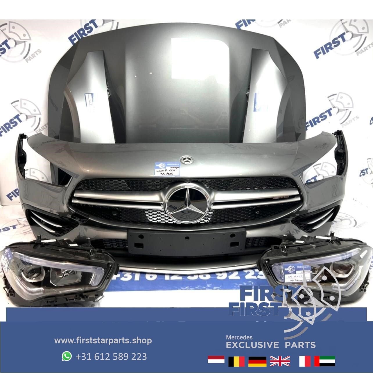 W118 C118 CLA AMG LINE VOORKOP GRIJS origineel Mercedes 2018, Gebruikt, -, Voor, Ophalen of Verzenden