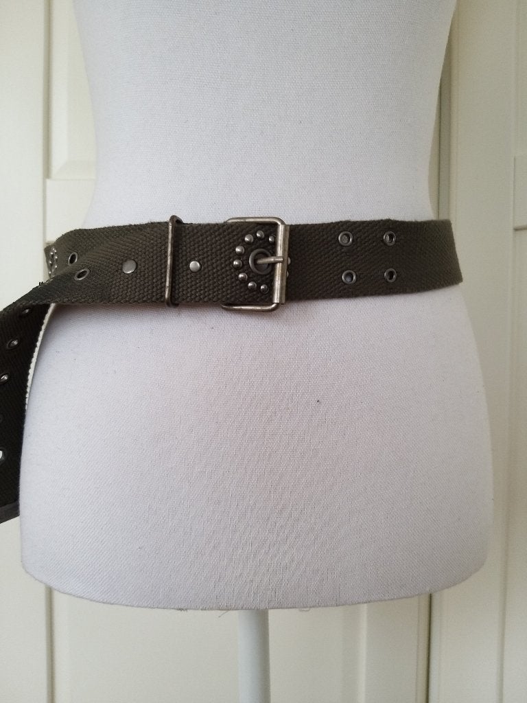 EDC Esprit zgan army groene canvas studs heup riem heupriem, Overige kleuren, 3 tot 5 cm, 90 tot 100 cm, Heupriem
