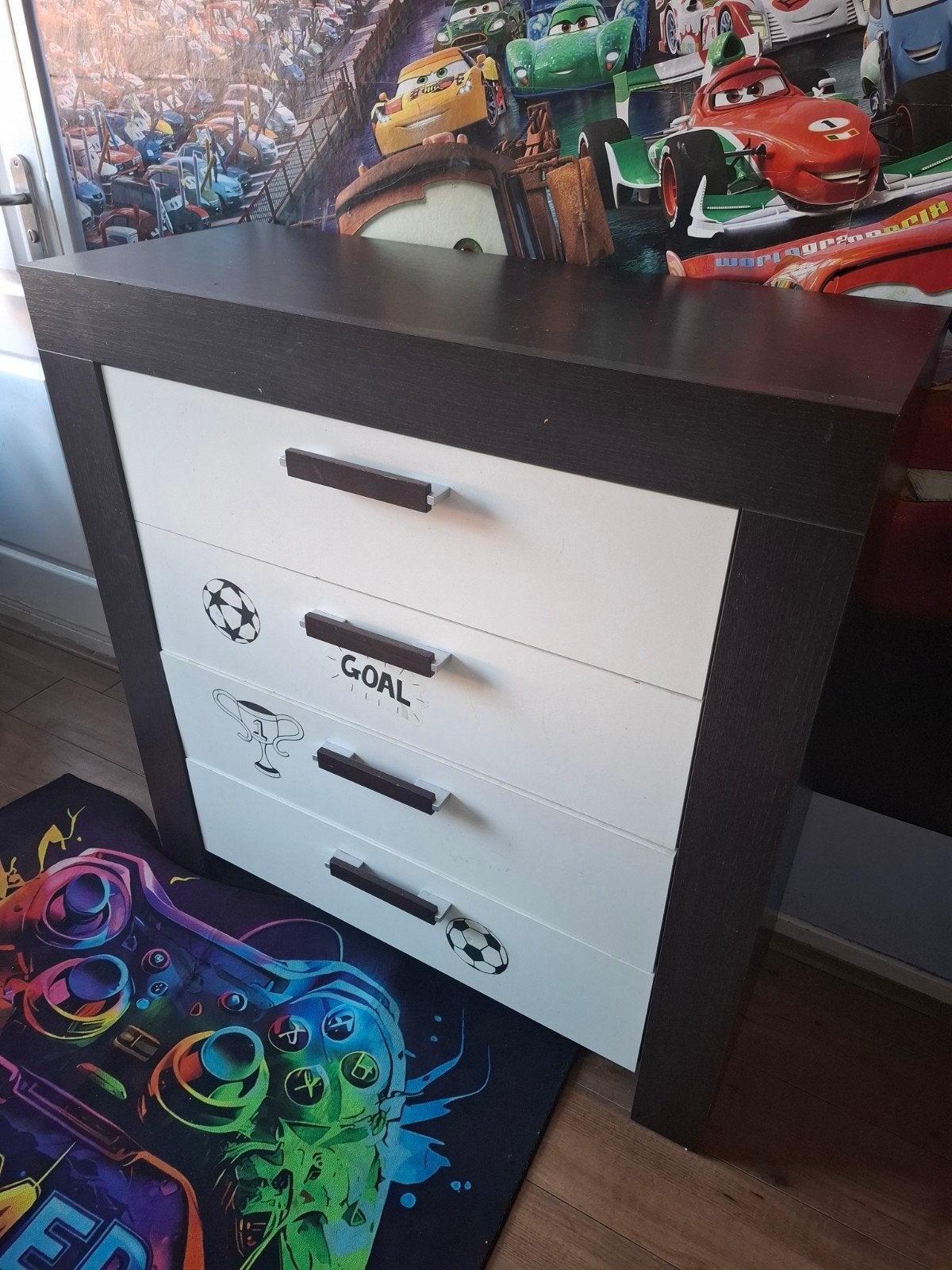 Commode met 4 lades - Donkerbruin/Wit, Ophalen, Gebruikt, 75 tot 100 cm, Minder dan 50 cm
