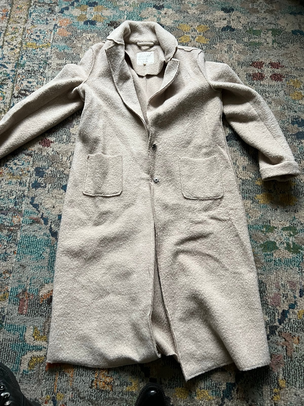 Leuke lange beige teddy jas - Maat 40, Ophalen of Verzenden, Gedragen, Maat 38/40 (M), Beige