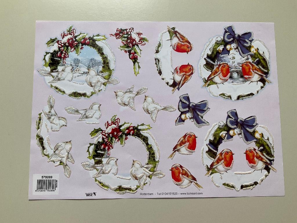 kaarten maken 3D  knipvel  winter vogels, Ophalen of Verzenden, Zo goed als nieuw, Dieren, Knipvel