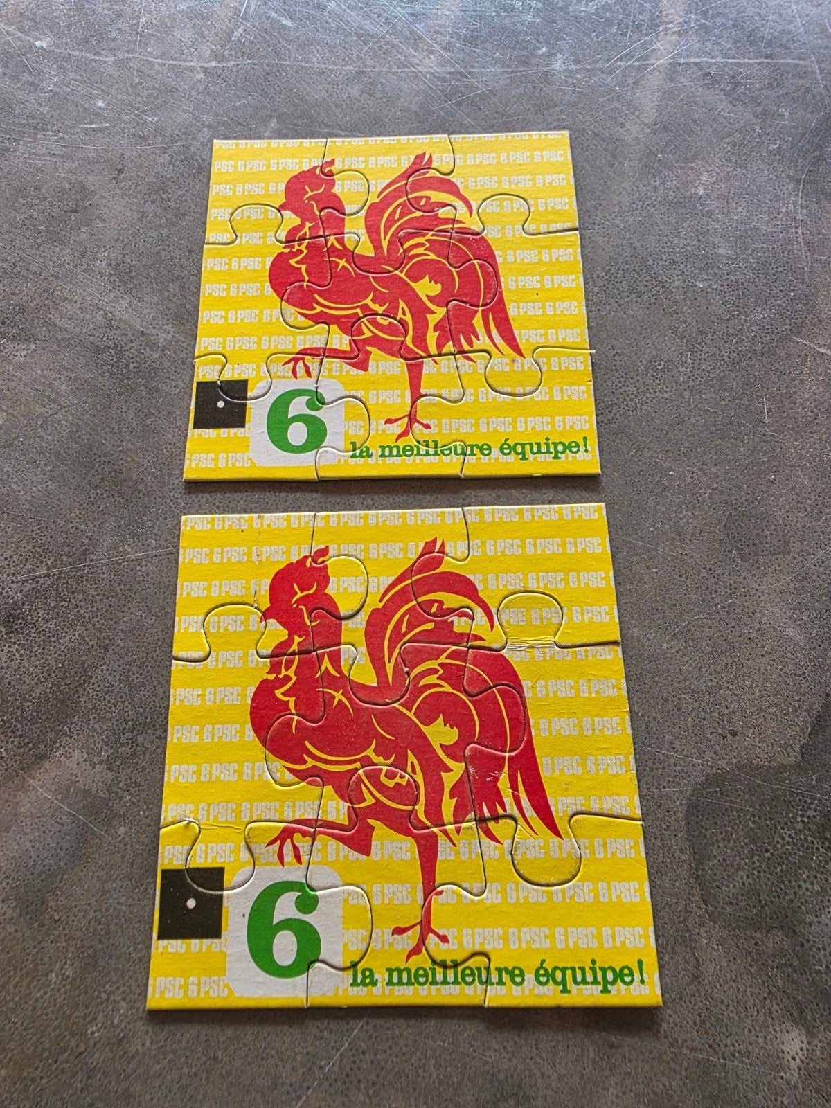 Vintage Belgische kartonnen puzzel PSC La meilleure équipe, Ophalen of Verzenden, 10 tot 50 stukjes, Gebruikt, 6 jaar of ouder